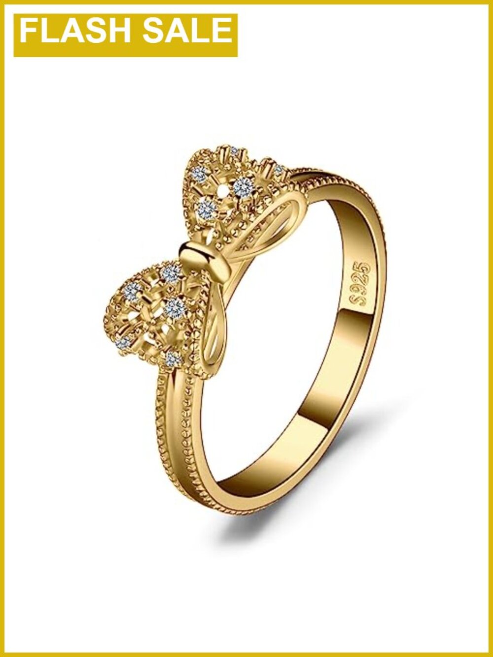 14k Gold Plated 925 Sterling Silver Cubic Zirconia Promise Ring Stackable